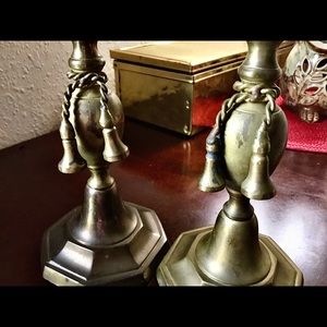 VINTAGE Brass CandleStick Holders Tassles Made in India. 6.5” tall
